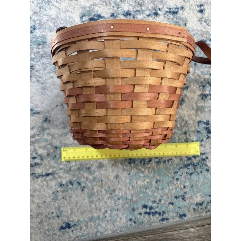 Vintage Bradford Basket Co. Handwoven Signed JAH 1994 Leather Handles Great Cond